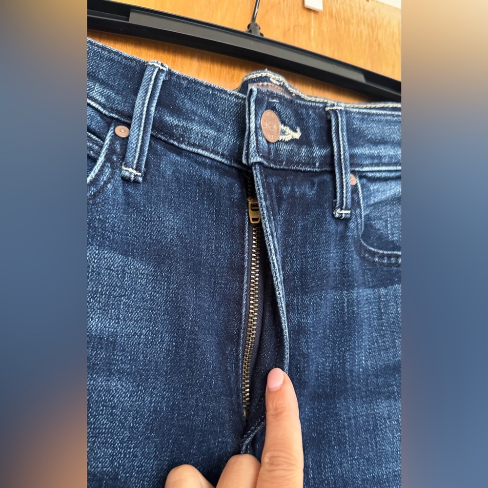 MOTHER High-Rise Straight Jeans in Dark Blue Denim - Picture 4 of 9